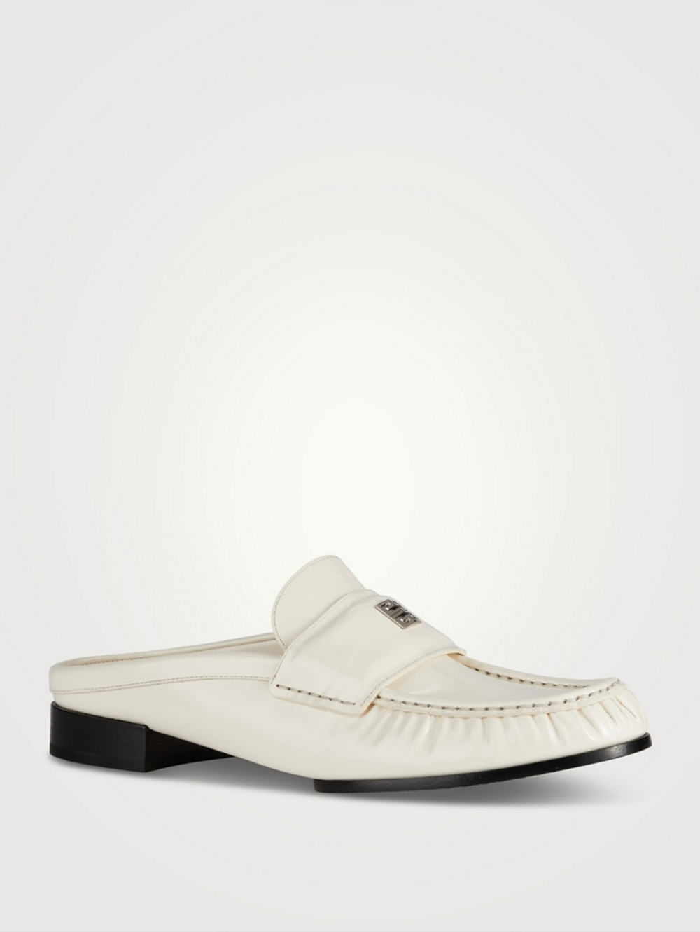 NEW GIVENCHY 4G PATENT LEATHER MULE LOAFERS IN IVORY